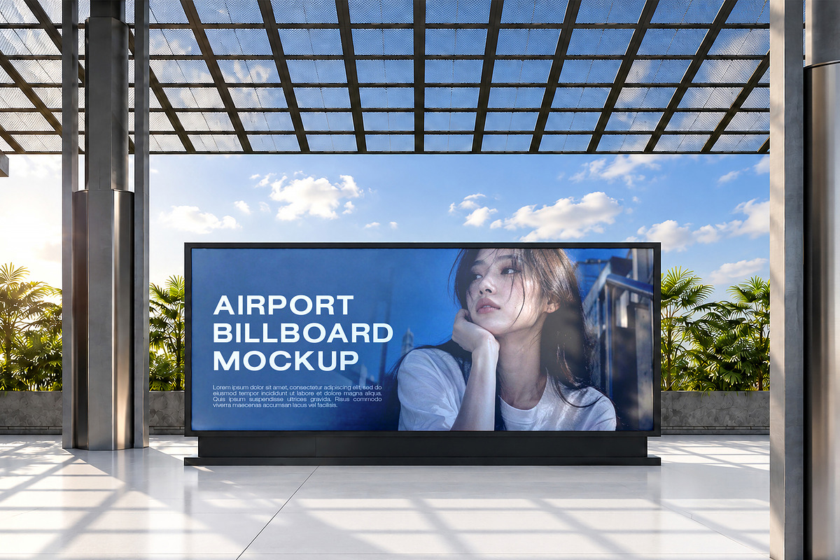Airport Advertising Billboard Mockup, an Advertising Mockup by made_by_nope (Photo 4 of 7)