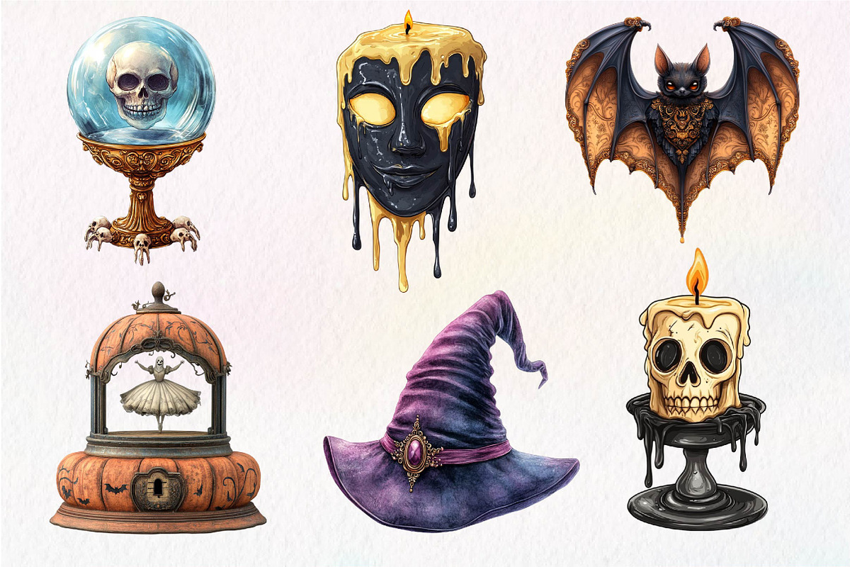 Victorian Halloween Clipart PNG, an Illustration by Dream Creation (Photo 5 of 7)