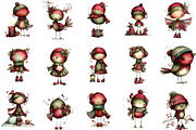Whimsical Winter Robin Birds Clipart, an Illustration by Designking (Thumbnail 2 of 5)