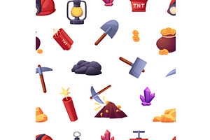 Mining tools seamless pattern, an Illustration by LadadikArt