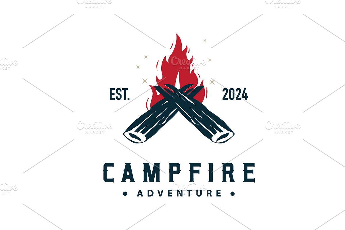 campfire logo design wood and fire, a Branding & Logo Template by Maylianaw28