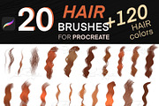 20 Procreate Hair Brushes Set+Bonus, a Brush Add-On by LiuBi Art (Thumbnail 1 of 3)