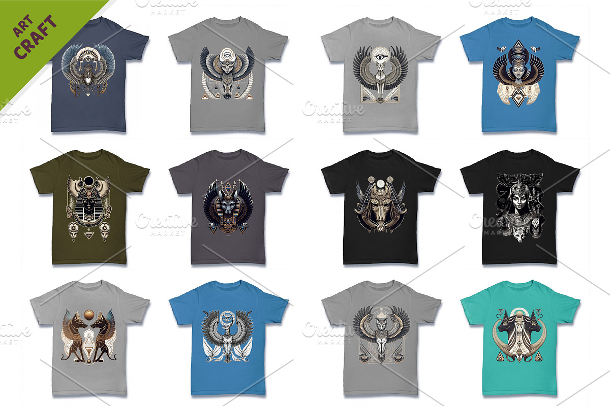 Bundle 27 T-Shirt-designs. Egyptian., a Pattern Graphic by KENO Mascots (Photo 3 of 4)