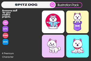 Cute Spitz Dog Cartoon Vector Icons, an Animal Illustration by Artstorystudio