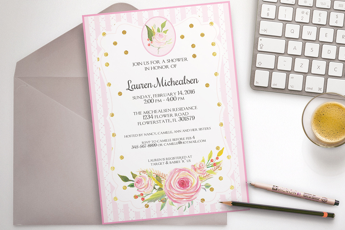 Flower shower party invitation, an Invitation Template by ThePaperOwl (Photo 1 of 2)