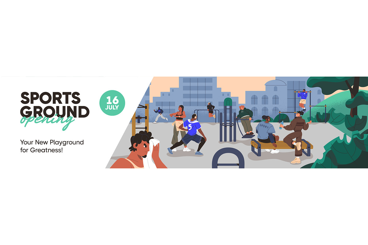 Street workout, sport ground banner, a Sport Illustration by PaperTrident (Photo 2 of 2)