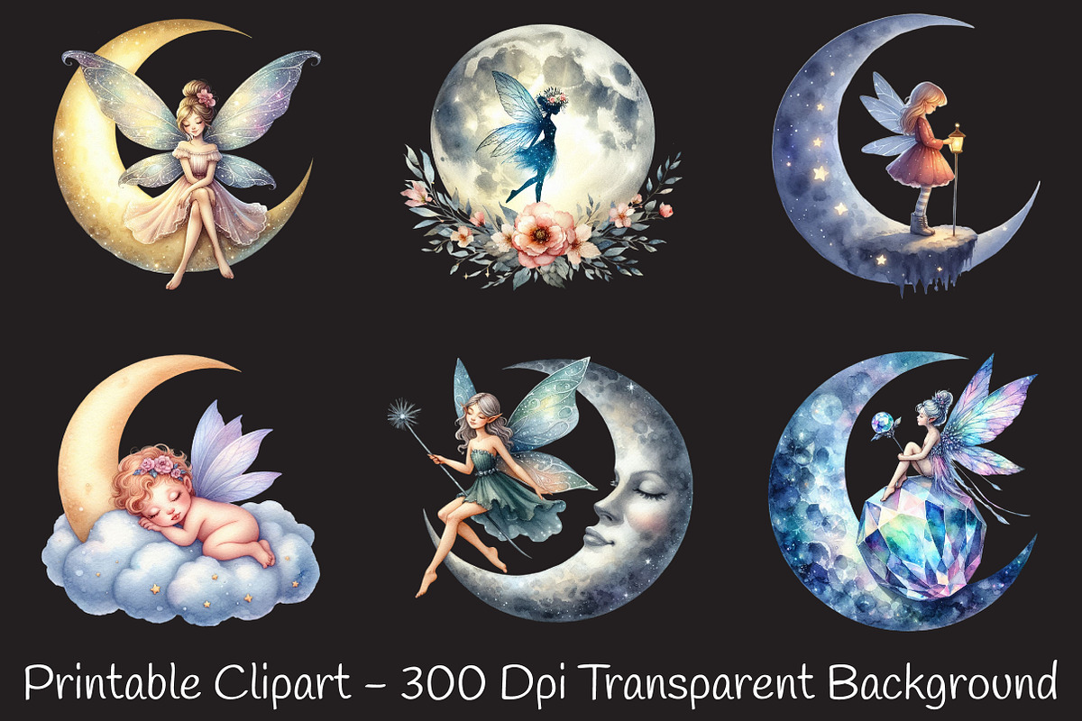 Fairy Moon Clipart, an Illustration by RobertsArt (Photo 5 of 7)