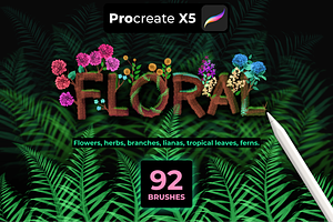 92 FLORAL Brushes For PROCREATE X5