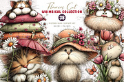Whimsical cat pring floral clipart, an Illustration by CreationArt (Thumbnail 1 of 7)
