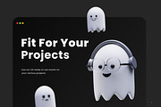 Cute Ghost 3D Icons, an Object 3D Model by Azam Creative (Thumbnail 4 of 5)