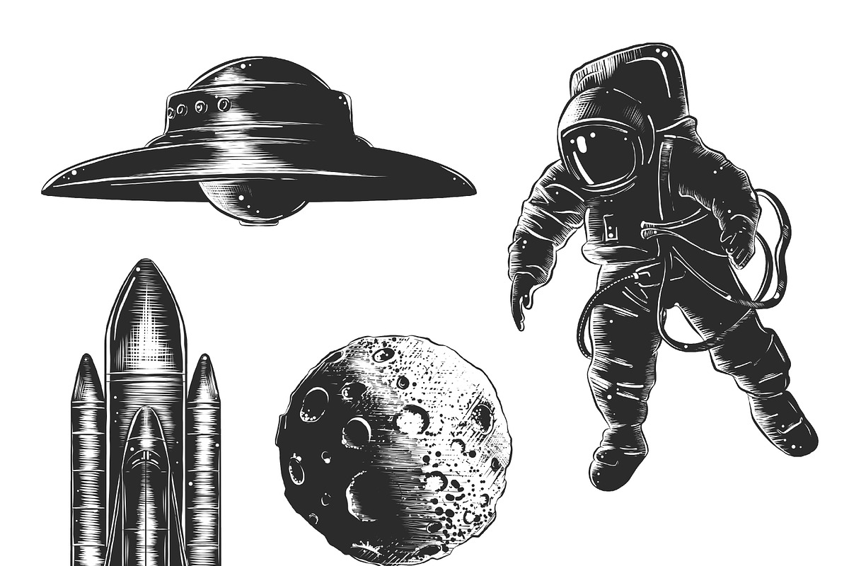 Hand drawn space collection, a Technology Illustration by Akimo Mia (Photo 2 of 4)