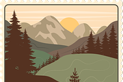 Retro Mountain Vector Stamps, a Seasonal Illustration by JYa_Design (Thumbnail 2 of 5)