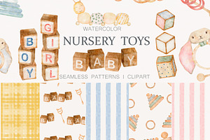 Nursery Toys Clipart & Patterns, a Pattern Graphic by NatalieArtsDenysenko