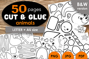 Cut and Glue Animals Worksheets