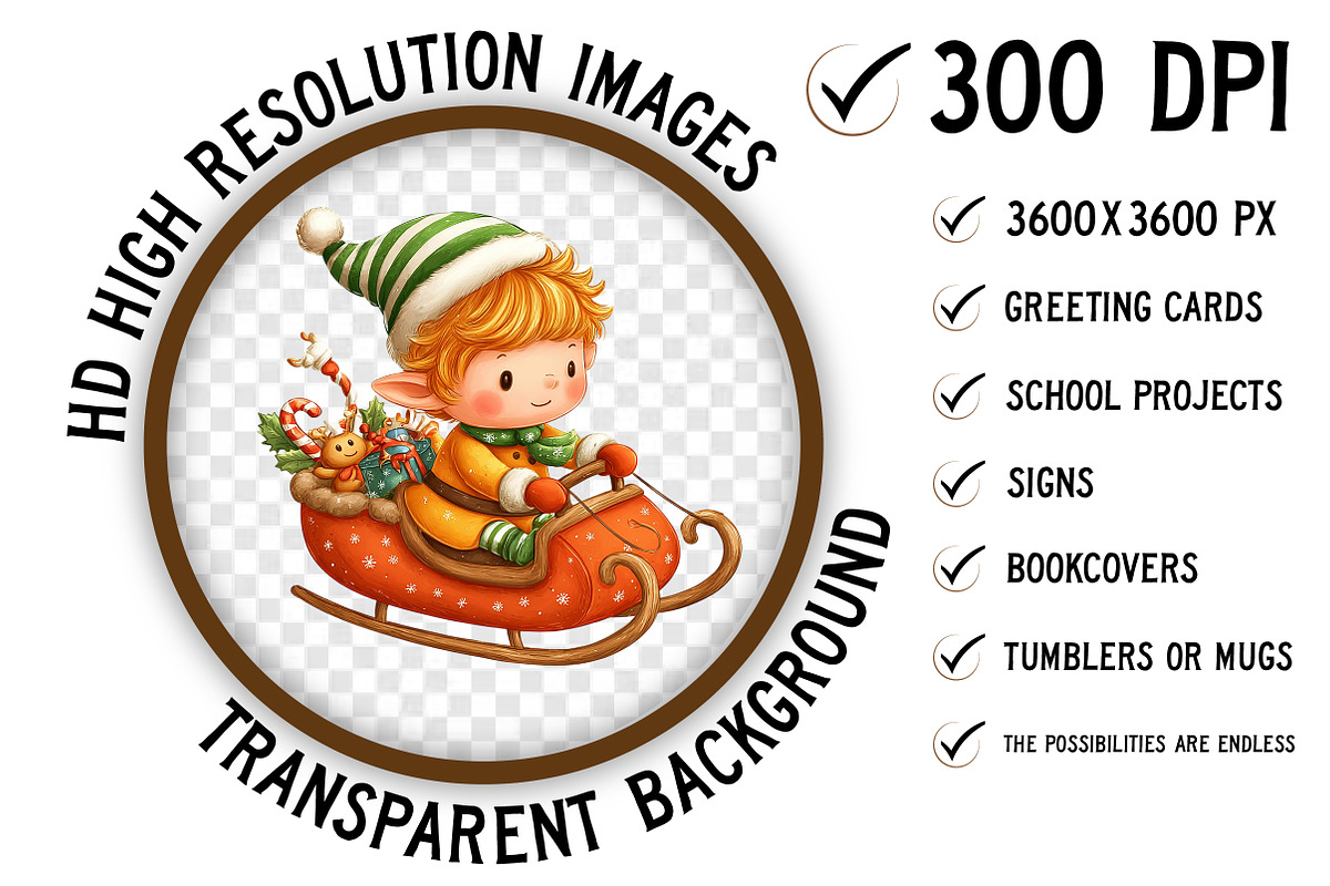 Whimsical Christmas Elf Clipart, an Illustration by Craft Nest (Photo 2 of 11)