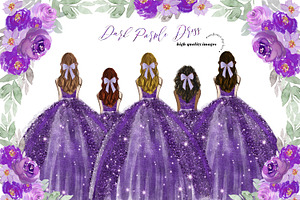 Dark Purple Princess Dress Clipart