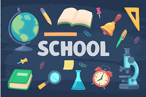 school stationery set. childish back