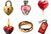 Watercolor Valentines Day Clipart, an Illustration by Black Bird Studio (Thumbnail 5 of 6)