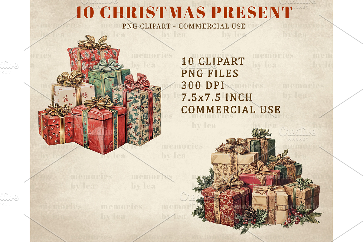 Christmas Present Clipart PNG, an Illustration by Memories By Lea (Photo 5 of 9)