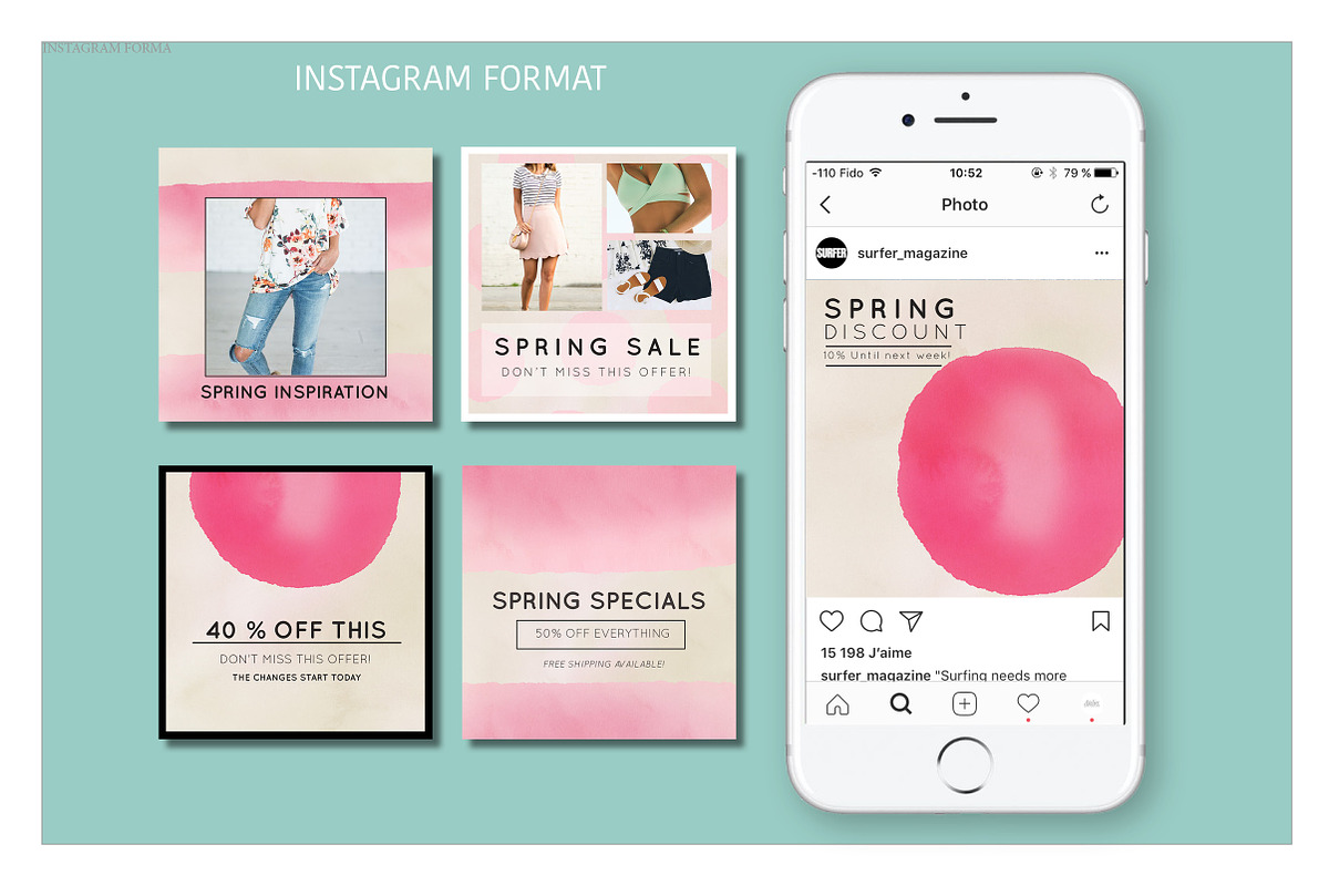 Instagram template - Pink spring, a Social Media Template by AtelierCartouche (Photo 5 of 5)