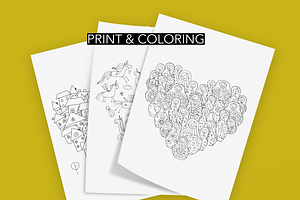 Love. Coloring Book. 37 Hearts