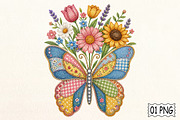 Spring Butterfly Patchwork PNG, a Seasonal Illustration by Pixels.Craft (Thumbnail 1 of 8)