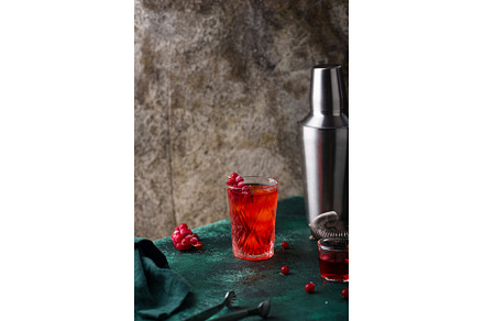 Alcoholic cocktail with red currant, a Food & Drink Photo by Yulia Furman