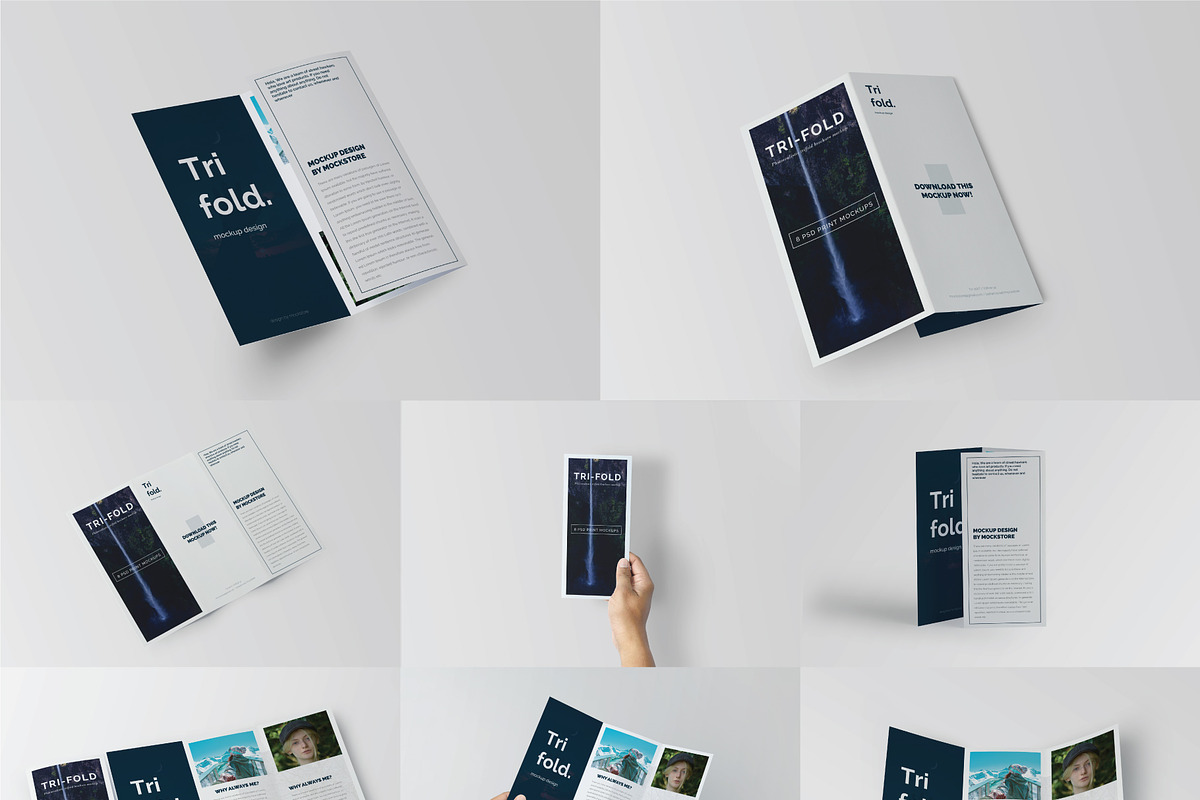 Trifold Brochure Mock-Up Set, a Print Template by Mockstore (Photo 2 of 11)