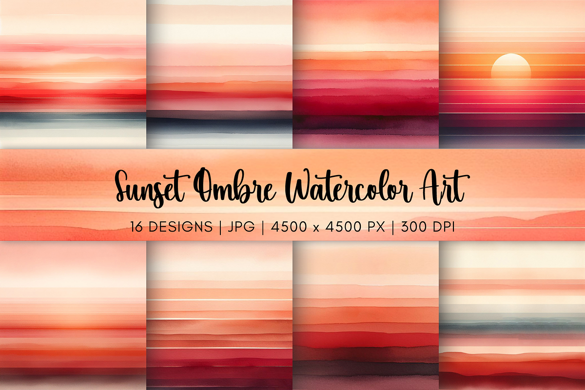 Sunset Ombre Watercolor Art, a Background Graphic by Flourish Spark (Photo 1 of 7)
