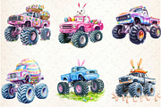 Easter Monster Truck Clipart Bundle, an Illustration by Watercolor design (Thumbnail 2 of 4)