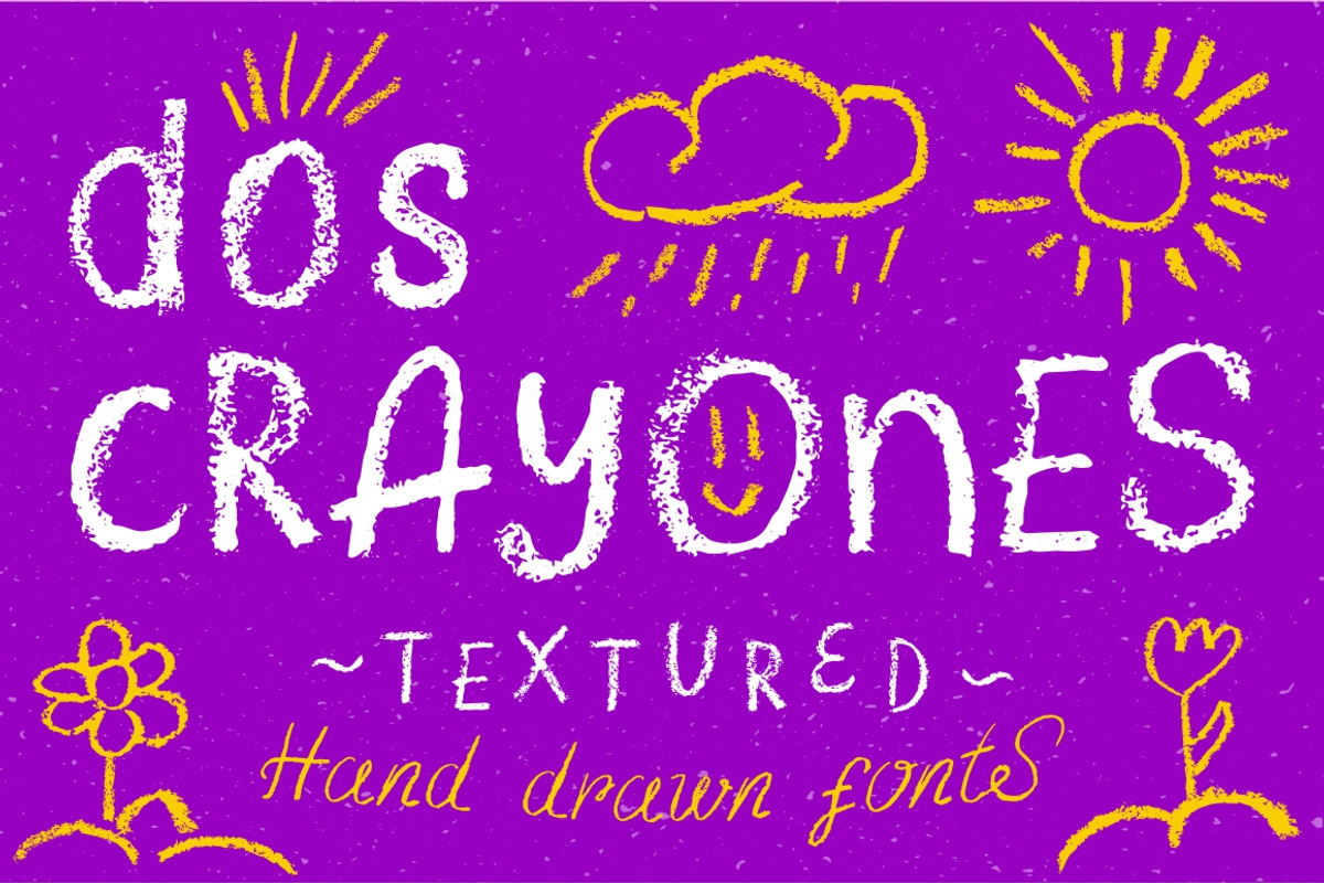 Dos Crayones 2 textured fonts, a Handwritten Font by Fat Hamster (Photo 1 of 18)
