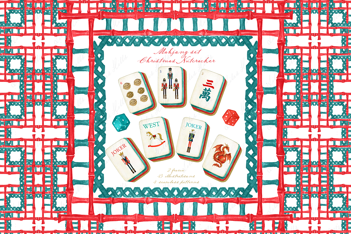 Christmas Nutcracker Mahjong Clipart, an Education Illustration by LABFcreations (Photo 3 of 5)