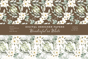 Watercolor Floral Greenery Patterns