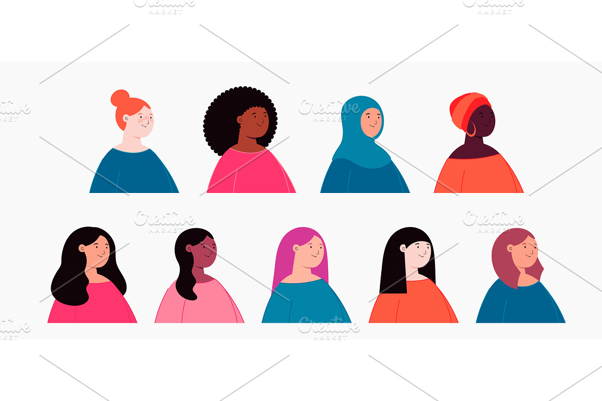 Beautiful diverse women, girls, an Illustration by sceptical cactus
