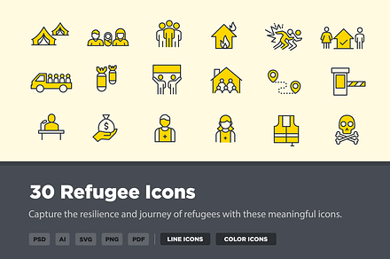 30 Refugee Icons