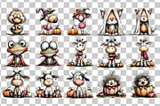 Halloween Animals PNG Clipart Bundle, a Seasonal Illustration by Nicolle's Colorful Art (Thumbnail 3 of 5)