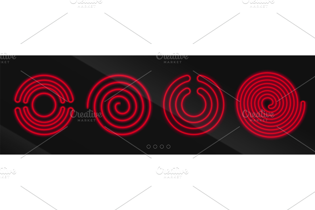 Neon red spiral induction hobs, an Object Illustration by art PVP - market