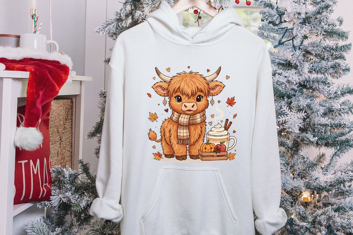 Fall Highland Cow Ghost Halloween, an Illustration by designcity5 (Photo 8 of 8)