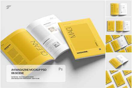 A4 Magazine Mockup Set Smart Object, a Mockup by Toasin Studio