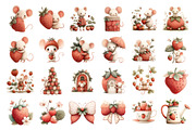 Strawberry Mouse Watercolor Clipart, an Animal Illustration by Nicolle's Colorful Art (Thumbnail 5 of 5)