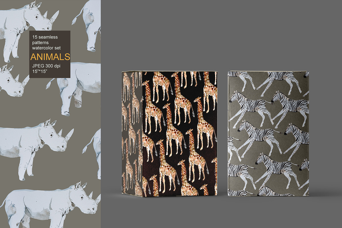 Animal watercolor seamless pack, a Pattern Graphic by PatternsBlooming (Photo 9 of 9)