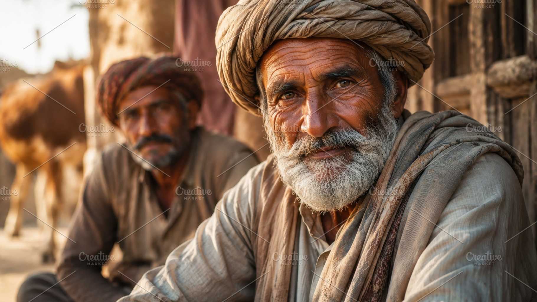 Two men sit outside in rural area, a Photo by Beautiful things