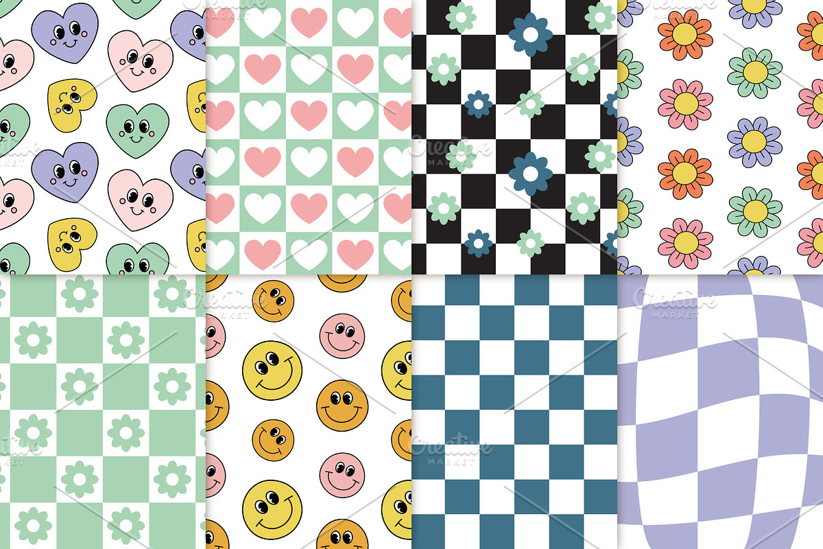 Groovy seamless patterns set, a Pattern Graphic by Swetsol (Photo 2 of 10)