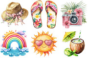Watercolor Summer Vibe Clipart, an Illustration by Watercolor design (Thumbnail 3 of 5)