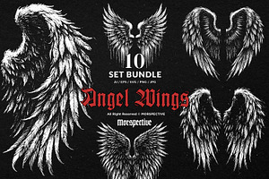 10 Bundle Dark Art Angel Wings, an Illustration by Morspective