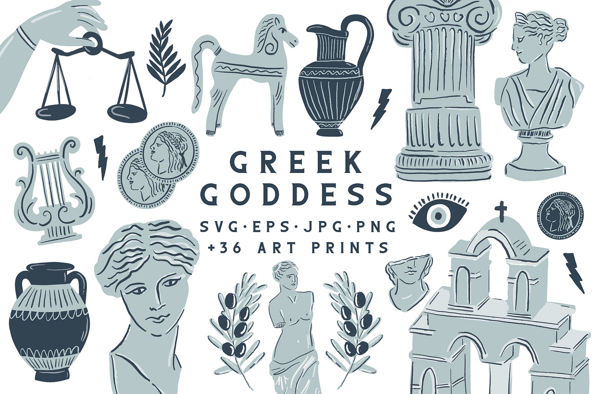 Greek Aesthetic Goddess Clip Art, an Illustration by Putnam Road Art (Photo 1 of 4)