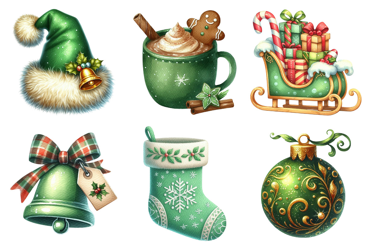 Green Christmas Sublimation Clipart, an Illustration by Daily.Designs (Photo 5 of 5)