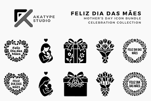 Feliz Dia das Mães Icon Collection, a Solid Icon by Akatype Studio