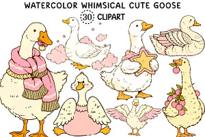 Watercolor Whimsical Cute Goose PNG, an Animal Illustration by Creative Art