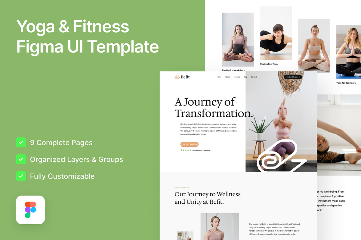 Befit: Yoga & Fitness Figma Template, an UI Kit Template by FinestDevs (Photo 1 of 4)